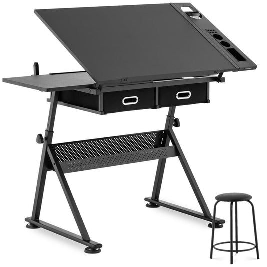 FROMMSTARCK Desk, drawing table with drawers and a stool for drawing and sketching, 115x60 cm