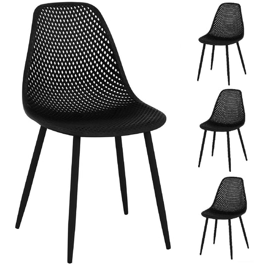 FROMMSTARCK Nordic chair plastic open-cut plastic with steel legs up to 150 kg 4 black