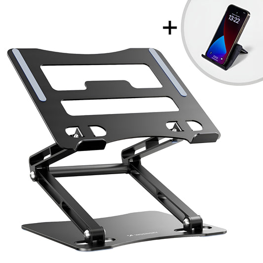 WOZINSKY SET Aluminum laptop stand + smartphone stand - black