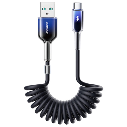 JOYROOM USB-A - USB-C Crystal-Clear Series 3A spiral cable 1.5m - black