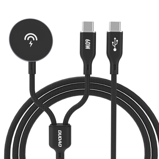 DUDAO 2in1 Cable cable with charger for Apple Watch + USB-C PD plug 60W - black