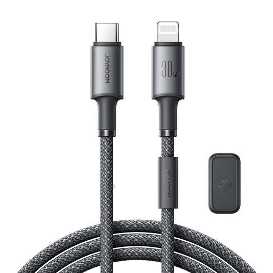 JOYROOM USB-C - iPhone Lightning cable with organizer and magnetic holder, 1.2 m - gray