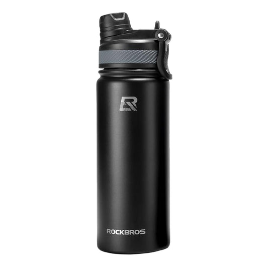 ROCKBROS Bicycle bottle, thermal bottle for drinks, stainless steel, 530 ml - black