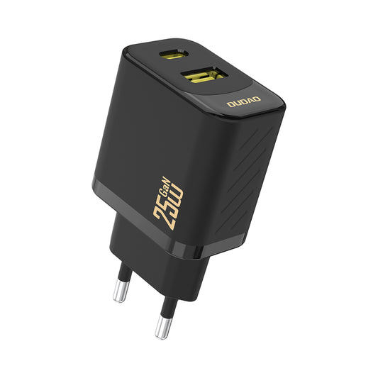 DUDAO 25W USB-A USB-C fast charger - black