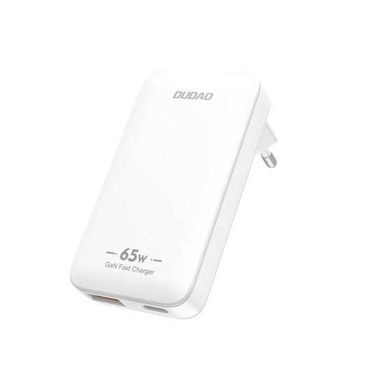 DUDAO Ultra-thin GaN 65W USB-A USB-C PD EU/US Travel Charger - White
