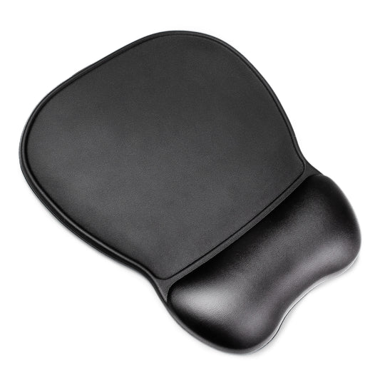 WOZINSKY Ergonomic mouse and wrist pad, gel eco leather, large, non-slip - black