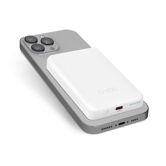 SBS Powerbank 5000 mAh USB-C compatible with MagSafe - white