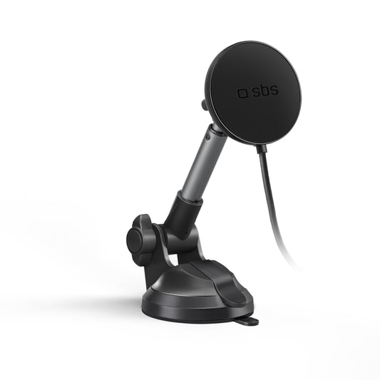 SBS Telescopic car holder for a smartphone with a MagSafe induction charger - black