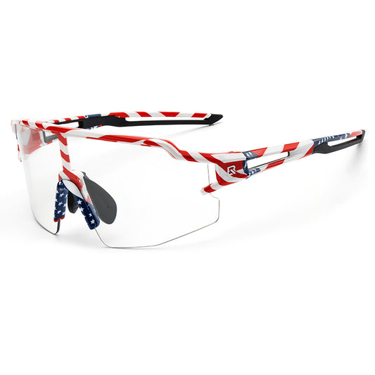 ROCKBROS Photochromic cycling glasses with a UV filter and corrective insert - USA pattern, white
