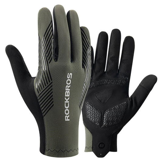 ROCKBROS Full shock-absorbing cycling gloves, size S - green