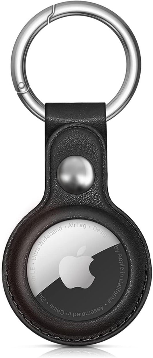 HURTEL Case for the Apple AirTag locator made of eco-leather - black
