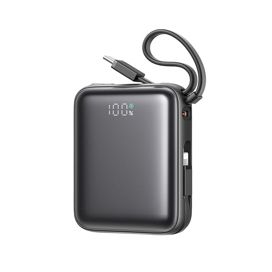 JOYROOM Powerbank 10000mAh 22.5W with built-in USB-C Lightning cables - black