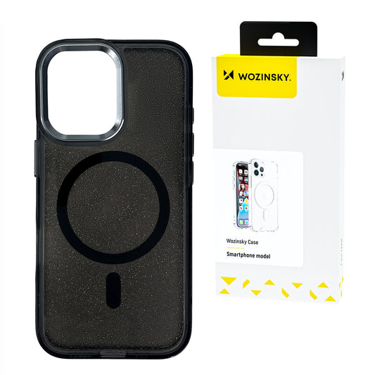 WOZINSKY Protective case for Samsung Galaxy S25 Ultra with Mag Safe - black with glitter