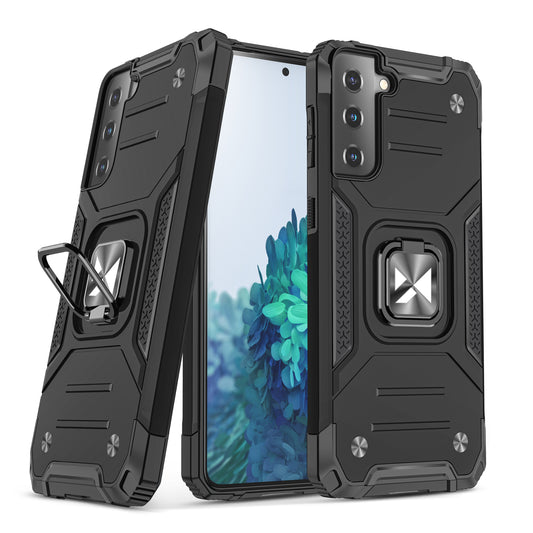 WOZINSKY Armored hybrid case with magnetic holder for Samsung Galaxy S22+ Ring Armor - black