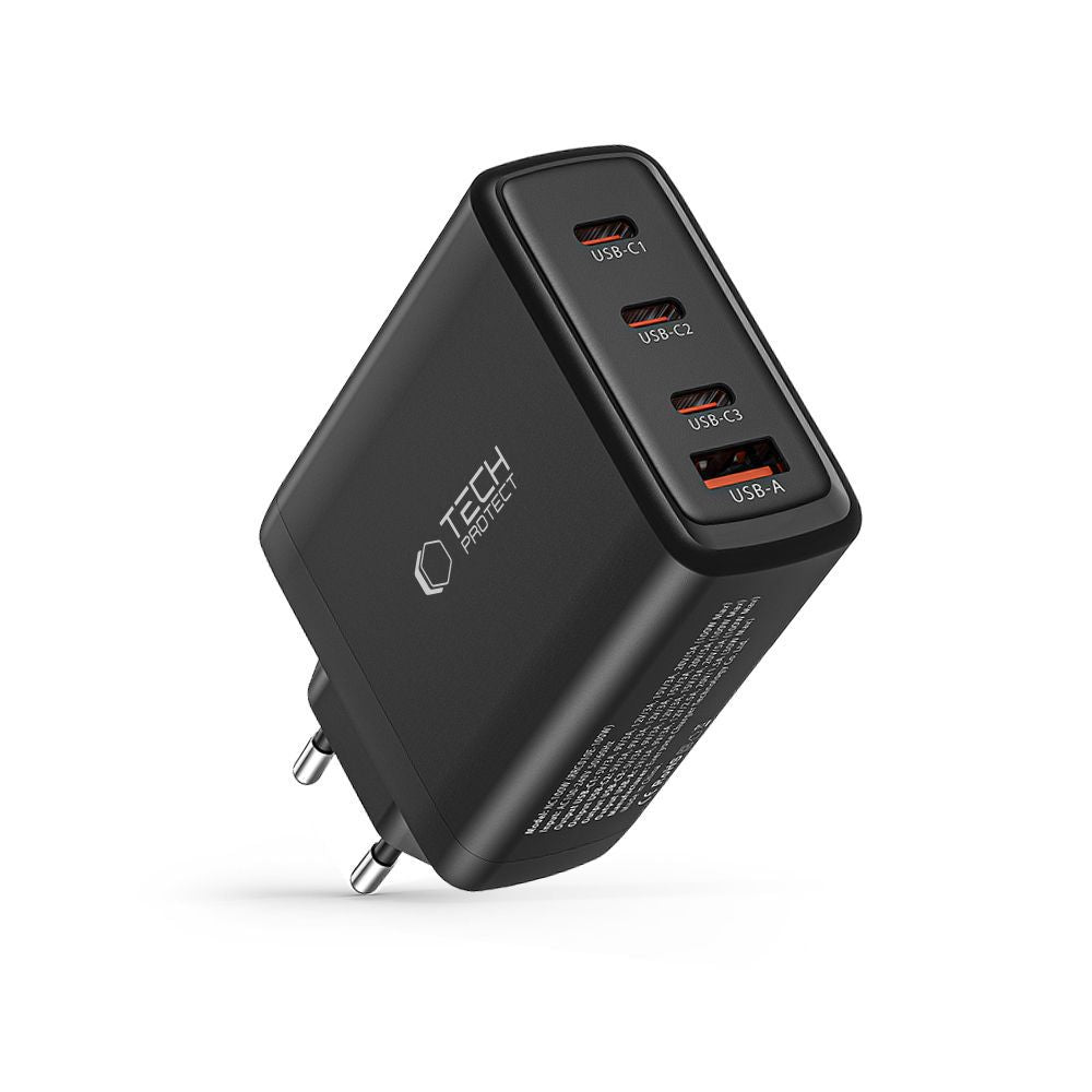 Tech-Protect GaN 3x USB-C PD USB-A QC 100W network charger - black – image 6