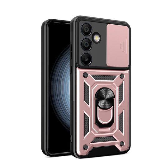 HURTEL Armored case for Samsung Galaxy A56 with Hybrid Armor Camshield camera cover stand - pink