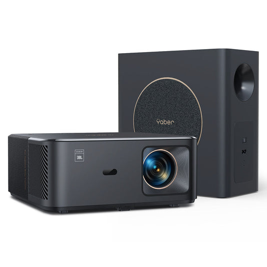 Yaber FullHD 1080p LCD multimedia projector with JBL speakers and WiFi BT K2s Pro subwoofer - black