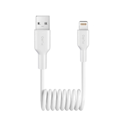 PURO USB-A - iPhone Lightning 12W 1m spiral cable - white
