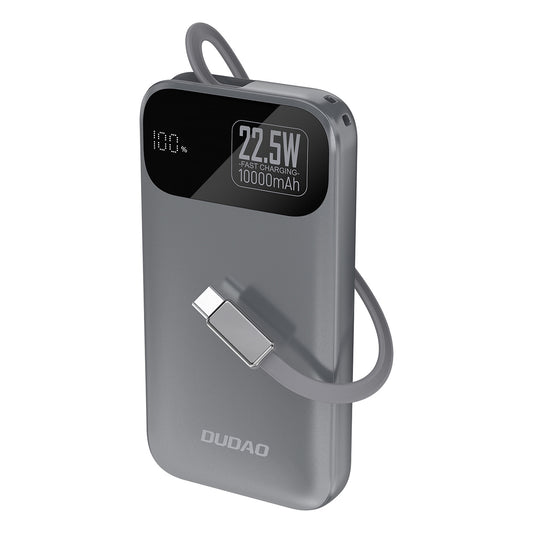 DUDAO Powerbank K31 10000 mAh 22.5W PD with built-in cable - gray