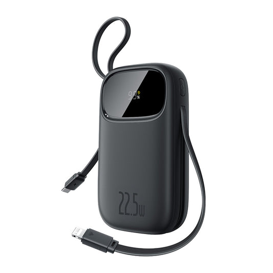 BASEUS Powerbank 10000mAh 22.5W with display with USB-C iPhone Lightning cables - black