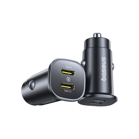 BASEUS 2 x USB-C 30W car charger - black