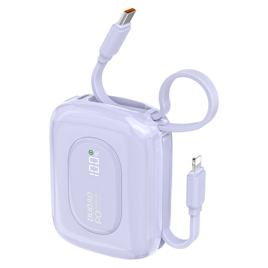 DUDAO Powerbank K32 10000 mAh with built-in USB-C cable iPhone Lightning 22.5W - purple