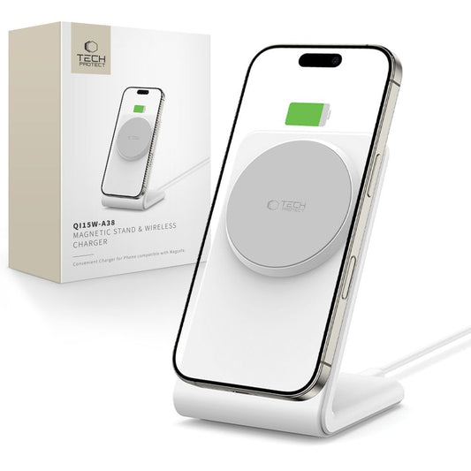 Tech-Protect QI15W-A38 MagSafe wireless desktop charger for smartphone - white