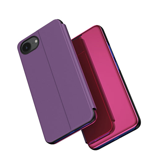 HURTEL iPhone 16e Clear View Case with flap - pink