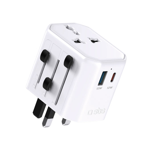 SBS Universal USB-C USB-A EU UK US AUS travel network adapter - white