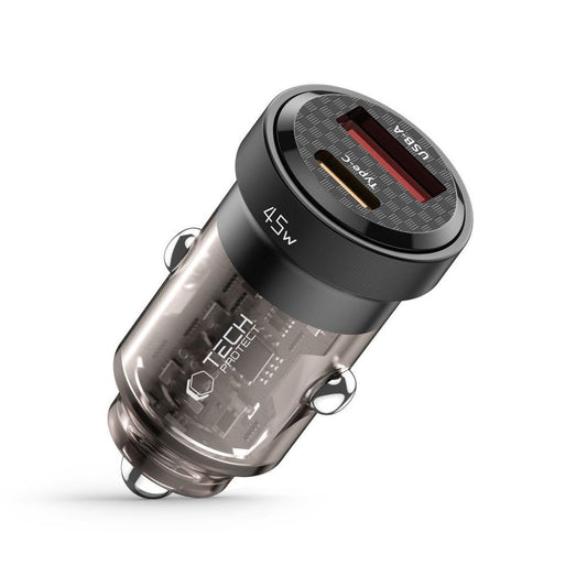 Tech-Protect USB-C USB-A CC45W QC 45W car charger - black