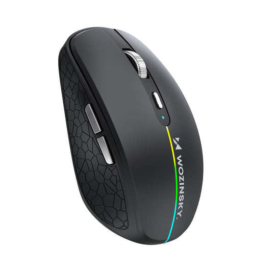 WOZINSKY Backlit wireless mouse with 6 buttons, Bluetooth, 1600 DPI RGB - black