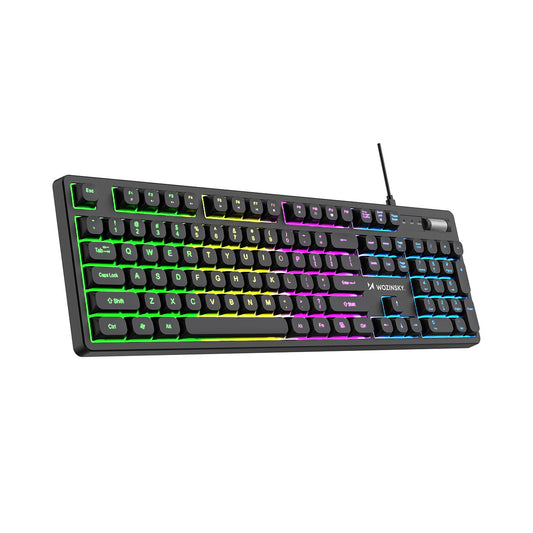 WOZINSKY Backlit membrane keyboard with RGB gaming roller - black