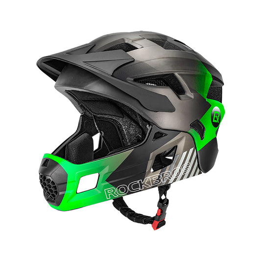 ROCKBROS Children's bicycle helmet with detachable visor, size S 48-54cm - green