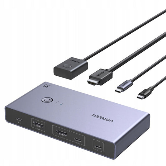 UGREEN Switch 2 computers 1 monitor KVM USB-C HDMI 4K 60Hz - gray