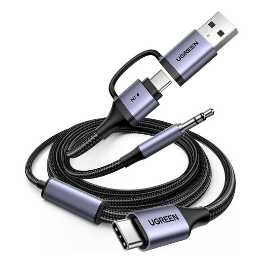 UGREEN Audio adapter with charging function 2in1 USB-C - USB-A/C minijack - black