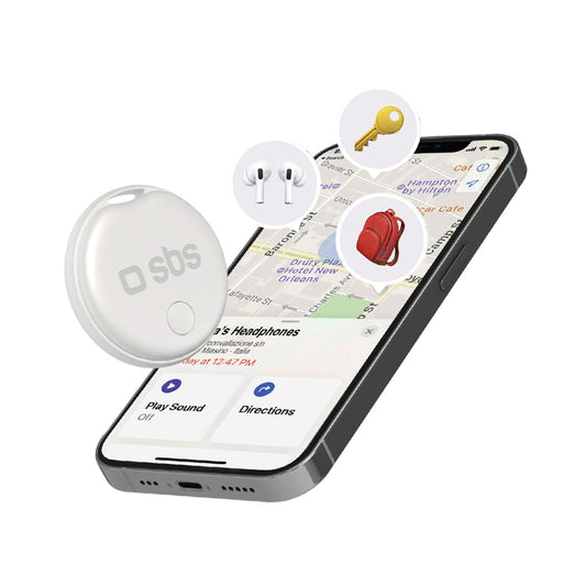 SBS Apple Find My Track My Circle Compatible Bicycle Key Locator - White