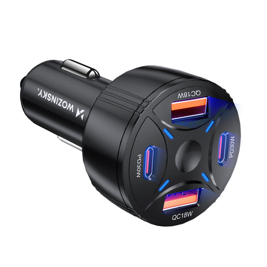 WOZINSKY Car charger 2xUSB-C 2xUSB-A 60W - black