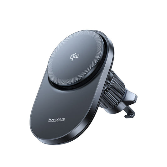 BASEUS Magnetic holder with inductive charger for a smartphone on the Qi2 air vent - black