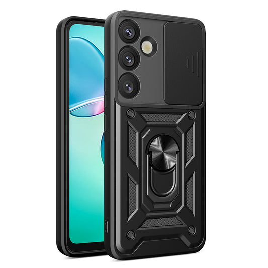 HURTEL Armored case with camera cover and stand for Samsung Galaxy S25+ Hybrid Armor Camshield - black
