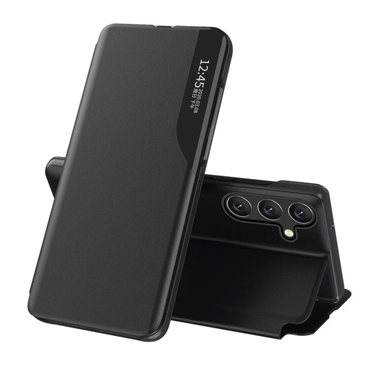 HURTEL Case with flap and stand for Samsung Galaxy S24 FE Eco Leather View Case - black