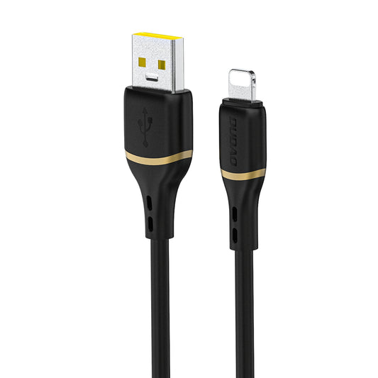 DUDAO Soft silicone braided cable USB-A - iPhone Lightning 30W 1m - black