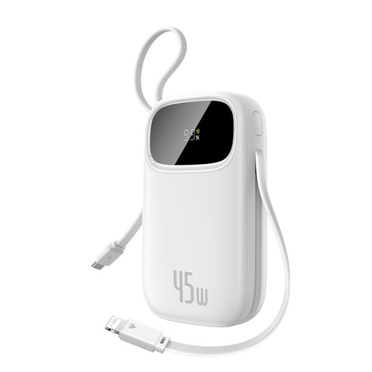 BASEUS Powerbank 10000mAh 45W FC31 Qpow 3 with display with USB-C iPhone Lightning cables - white