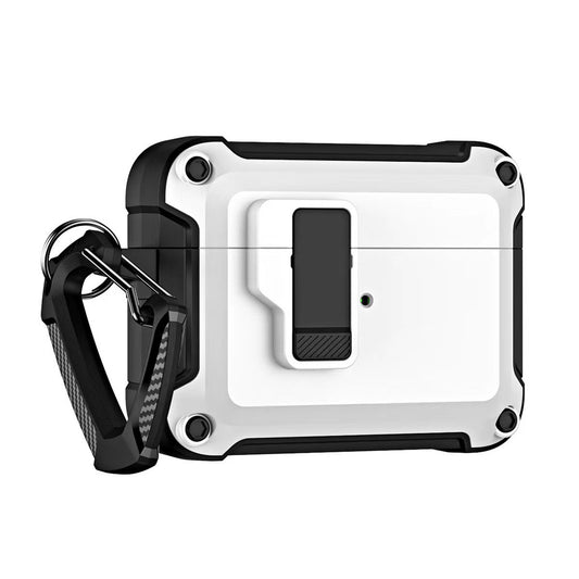HURTEL Armored case for Airpods 4 headphones with a carabiner - white