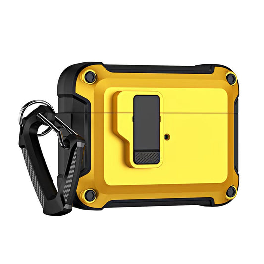 HURTEL Armored case for Airpods 4 headphones with a carabiner - yellow