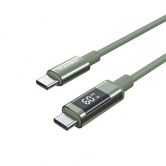 CHOETECH USB-C cable with PD 60 W display, 1.2 m - green