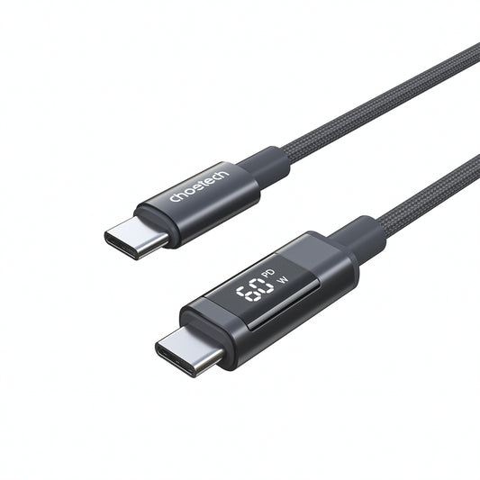 CHOETECH USB-C cable with PD 60 W display, 1.2 m - black