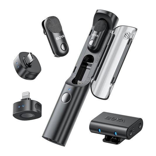 BOYA 4in1 2.4GHz USB-C MAGIC-02 wireless microphone set - black