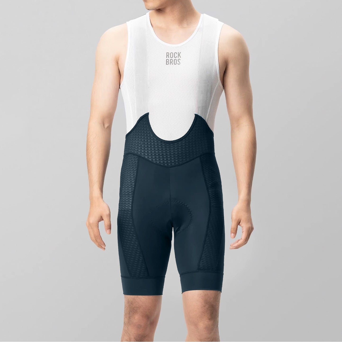 ROCKBROS Men's short cycling shorts with suspenders and insert, Size L - dark blue – image 9