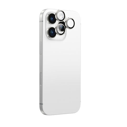 AmazingThing Tempered glass with camera lens frame for iPhone 16 Pro / 16 Pro Max - silver