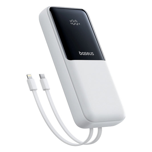 BASEUS Powerbank 20000mAh 22.5W USB-A USB-C with built-in USB-C iPhone Lightning cables - white
